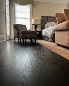 image of a dark hardwood floor in a bedroom