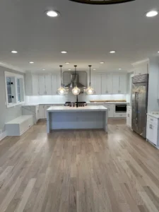 image of hardwood flooring in an open modern kitchen